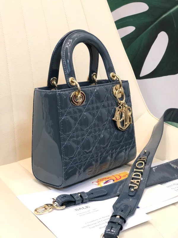 ABCDior Calf Patent Leather Rattan Lattice Tote Size 20 x 16.5 x 8cm - Image 7