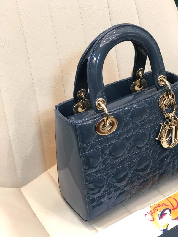 ABCDior Calf Patent Leather Rattan Lattice Tote Size 20 x 16.5 x 8cm - Image 8