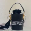 Black Cowhide Bucket Bag Size: 22cmx16cm.