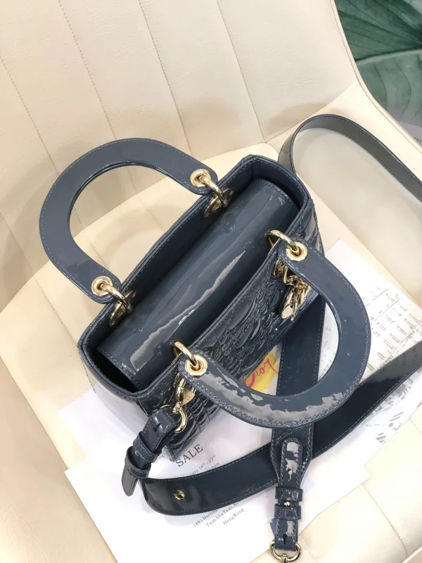 ABCDior Calf Patent Leather Rattan Lattice Tote Size 20 x 16.5 x 8cm - Image 5